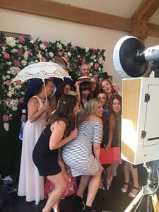 Vintage Selfie Pod. Group of Event Guests posing for photo